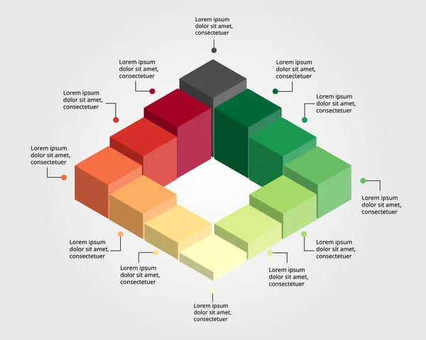 Plantilla Gráfico Cuadrado Para Infografía Para Presentación Elementos — Archivo Imágenes Vectoriales