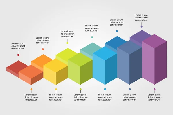 Gráfico Cuadrado Plantilla Línea Tiempo Meses Para Infografía Para Presentación — Archivo Imágenes Vectoriales