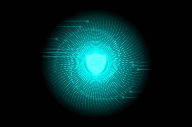 mavi ağ ışık kodu ve veri güvenliği soyut teknoloji arkaplanı