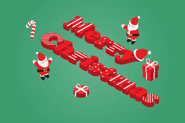 等距圣诞横幅模板促销与桑塔广告 — 图库矢量图片