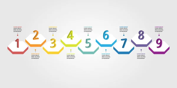 Timeline Con Modello Numerico Modello Presentazione Infografica Con Elementi Banner — Vettoriale Stock