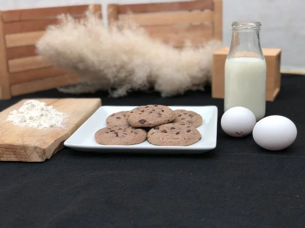 Cookies Artesanais Com Chismas Chocolate Adicionados — Fotografia de Stock