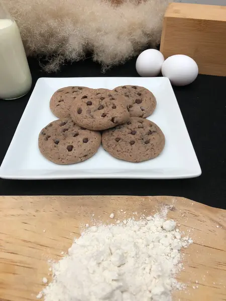 Galletas Artesanales Con Cinceles Chocolate Añadidas — Foto de Stock