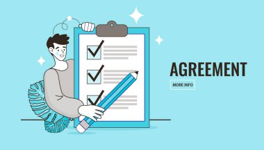 Elleri panoda kırmızı işaretli ve kurşun kalemli. Düz vektör.