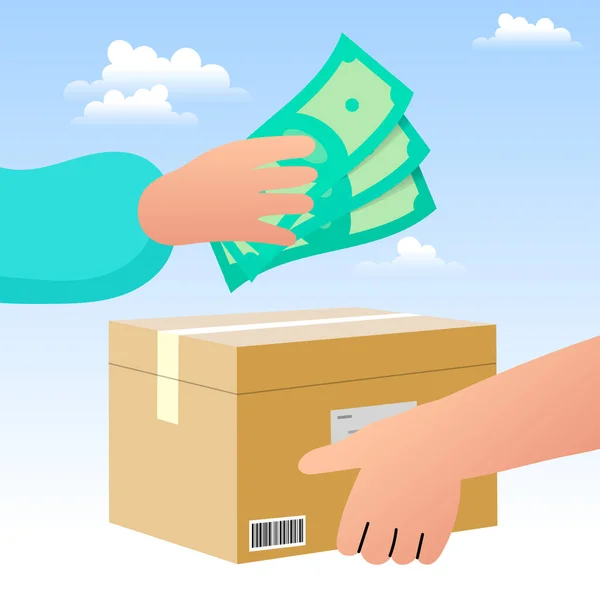 Hands Money Box Delivery Box Package Service Transportation Container Receive — Stockový vektor