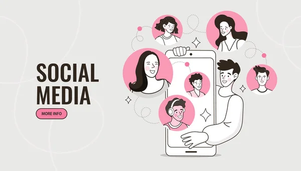 Influencer Sui Social Media Diverse Icone Dei Social Media Illustrazione — Vettoriale Stock