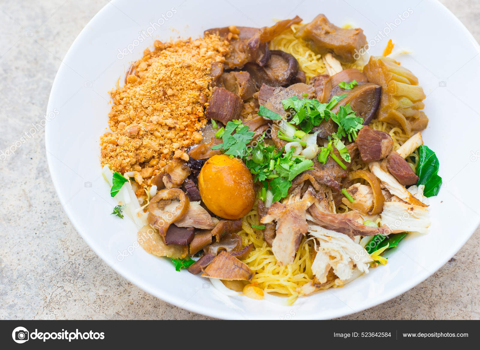 Braised Chicken Wings Bitter Gourd Noodle Noodle Street Food Thai Stock