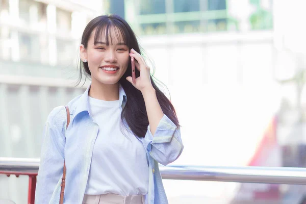 Portrait Professional Business Asian Female Walking Office Work Place While — Foto Stock