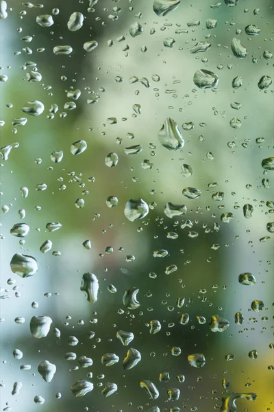 Zicht Vanuit Het Raam Tijdens Regen Raamglas Regendruppels — Stockfoto