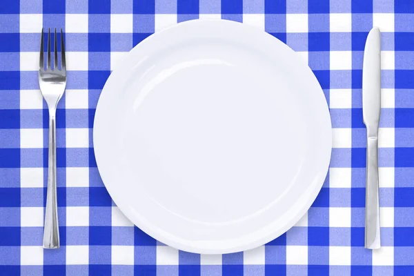 Класичний Шаблон Приготування Їжі Вид Зверху Порожню Білу Керамічну Тарілку — стокове фото