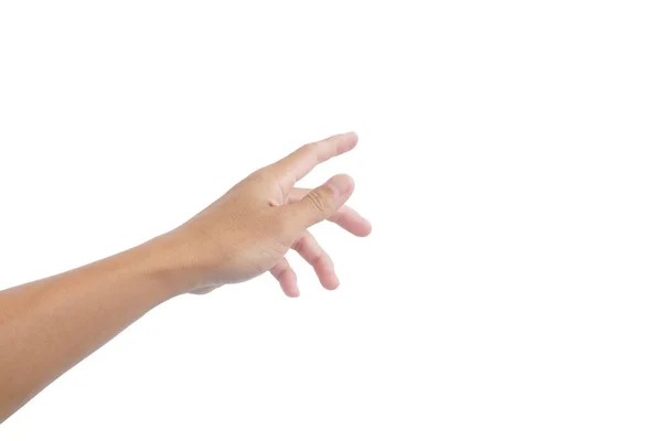 Hand Eines Asiatischen Mannes Ist Geste Auf Weißem Hintergrund — Stockfoto