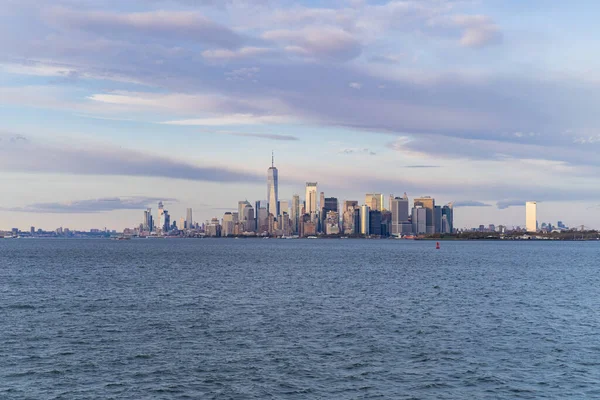 Пором Манхеттена Вид Манхеттен Води Заході Сонця — стокове фото