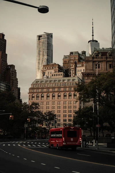 Ônibus Turístico Vermelho Manhattan Nova York Eua — Fotografia de Stock