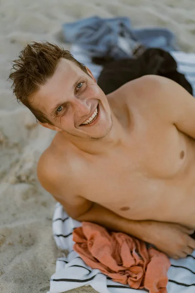 Beach Miami Florida Usa Young Man Resting Beach — Stock Photo, Image