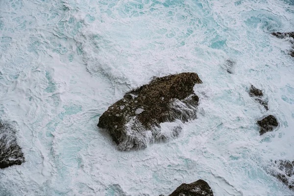 Oceano Fundo Oceano Azul Com Espuma Onda Backgr Natural — Fotografia de Stock