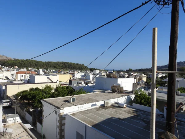 Blick Auf Die Vielen Dächer Weißer Gebäude Auf Der Insel — Stockfoto