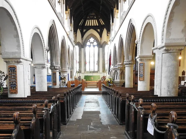 Central View Church Interior Numerous Architectural Arches — Zdjęcie stockowe