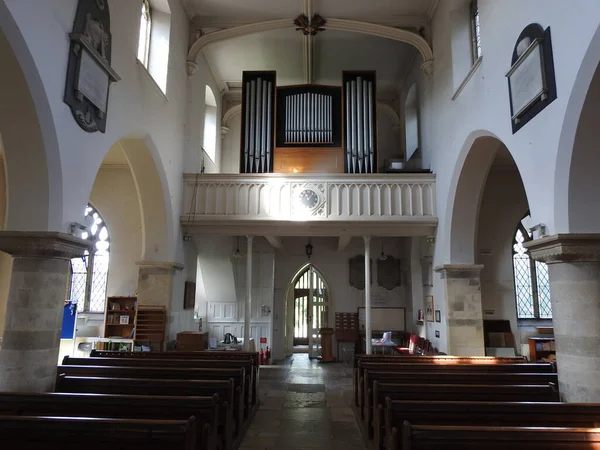 Bright Interior Church Wooden Furnishings — Zdjęcie stockowe