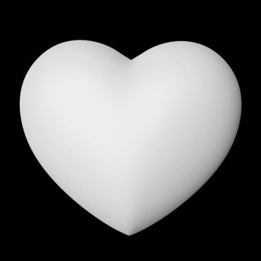 beyaz renk kalp, 3 boyutlu illüstrasyon