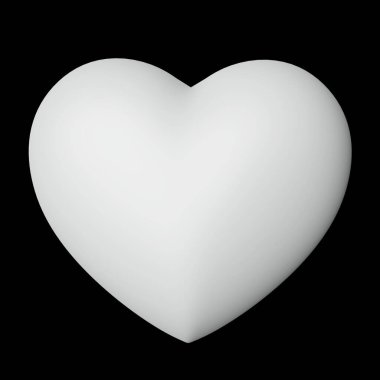 white color heart,  3D illustration