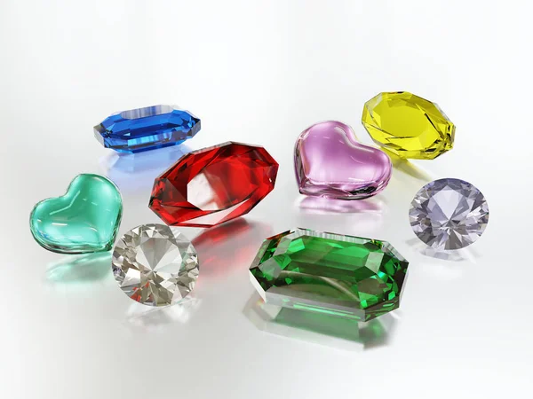 Colorful Shiny Gemstones Illustration — Stock fotografie