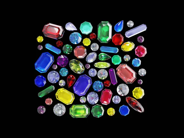 Multi Colored Crystals Gemstones Background Illustration — Stok fotoğraf