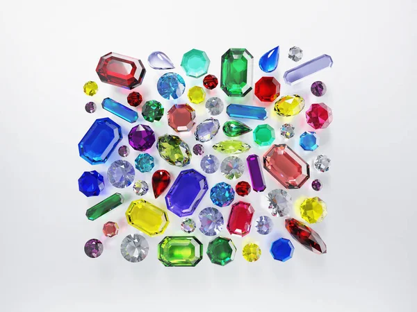 Multi Colored Crystals Gemstones Background Illustration — Stock fotografie
