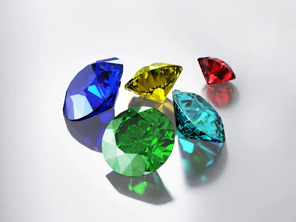 Multi Colored Crystals Gemstones Illustration — Stok fotoğraf