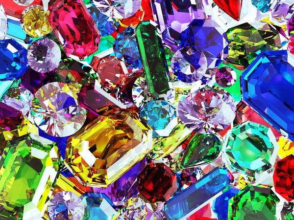 Colorful Shiny Gemstones Background Illustration — Zdjęcie stockowe