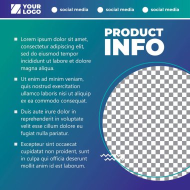 Sosyal medya reklamları için düzenlenebilir şablon iletisi. Promosyon tasarımı için internet reklamları. Bazı metin ile ürün bilgileri için uygundur.