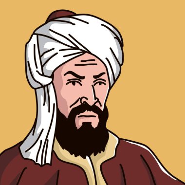 Müslüman matematikçi al-khawarizmi 'nin vektör illüstrasyonu