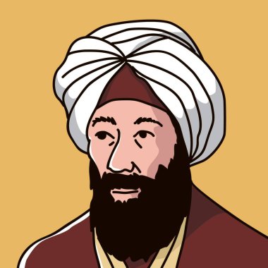 Modern optik, matematiksel ve astronomi ibn alhaitham 'ın babasının ilüstrasi vektörü