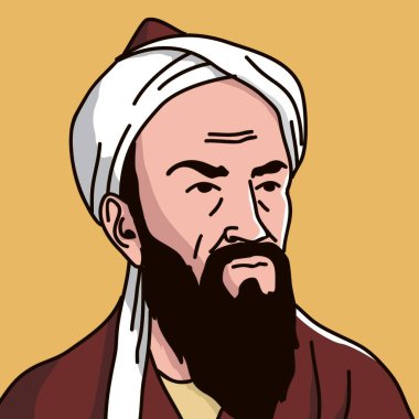Müslüman matematikçi al-Biruni 'nin vektör illüstrasyonu