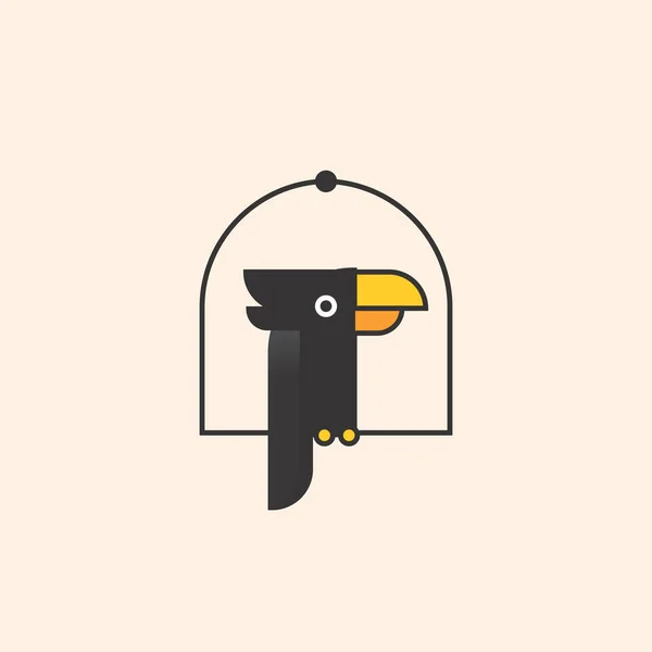 Black Parrot Yellow Beak Logo — Stock Vector