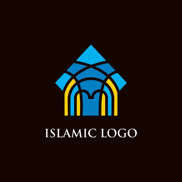 Niebiesko Żółty Elegancki Nowoczesny Islamski Logo — Wektor stockowy