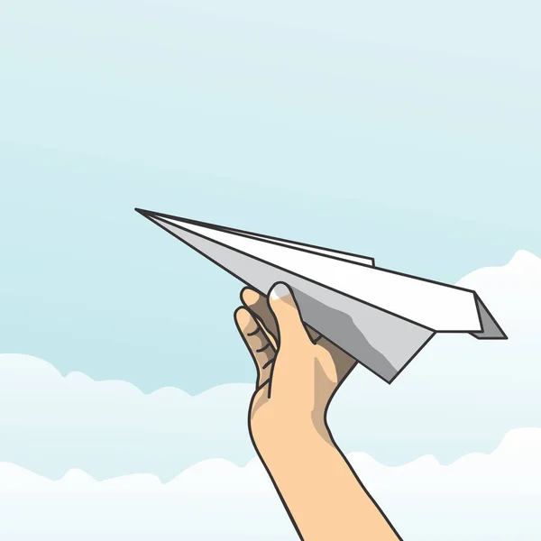 空を背景にした紙飛行機のおもちゃのイラスト — ストックベクタ