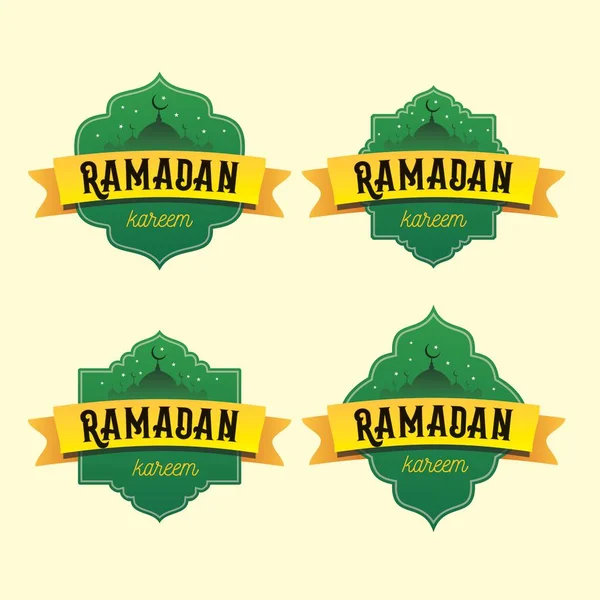 Set Islamic Badge Green Yellow Color — стоковый вектор