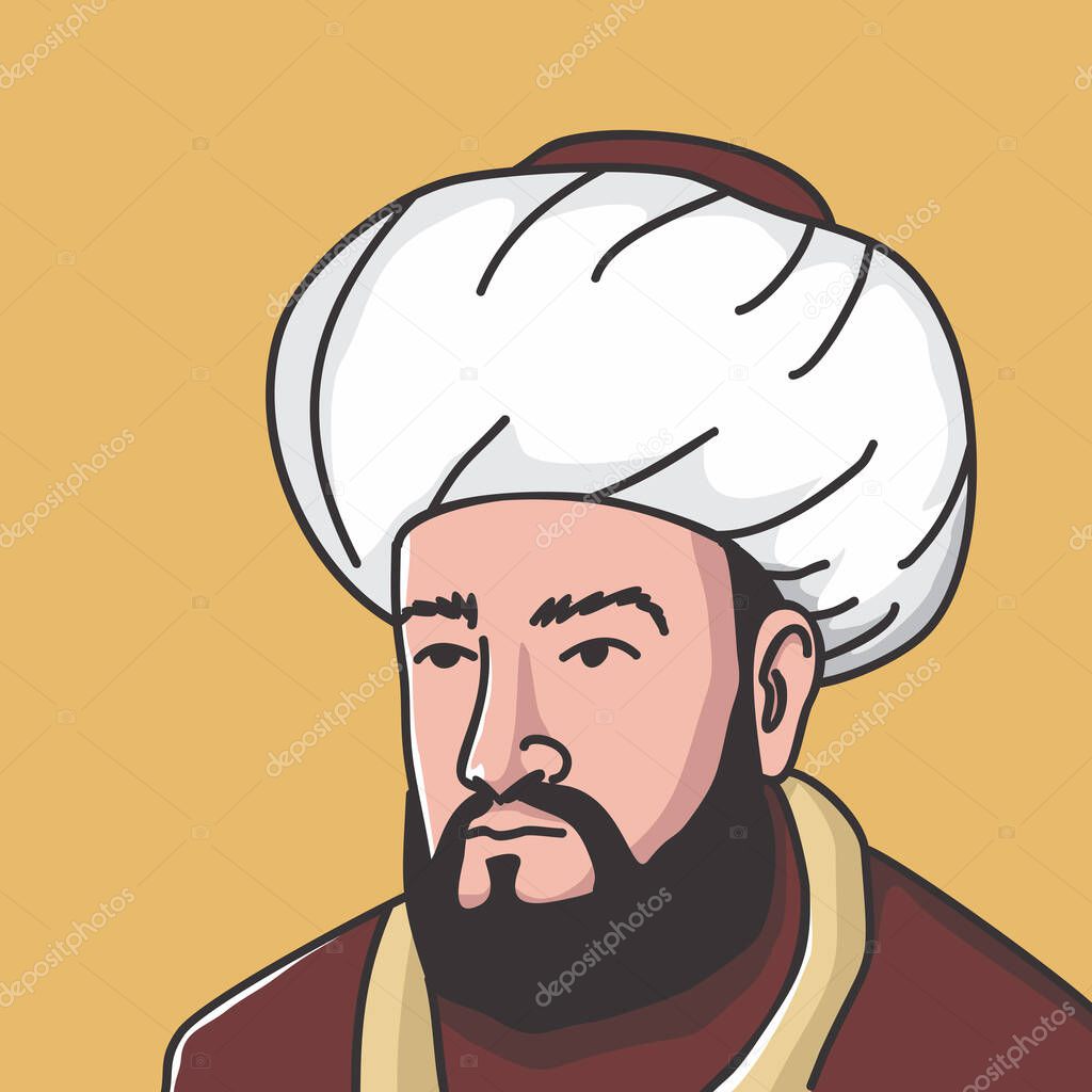 vecotr illustration of Muhammad al-Ghazali Islamic theologian, jurist, philosopher