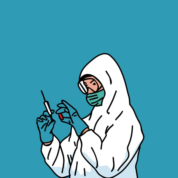 Illustration Agent Santé Pratiquant Des Injections Des Vaccins — Image vectorielle