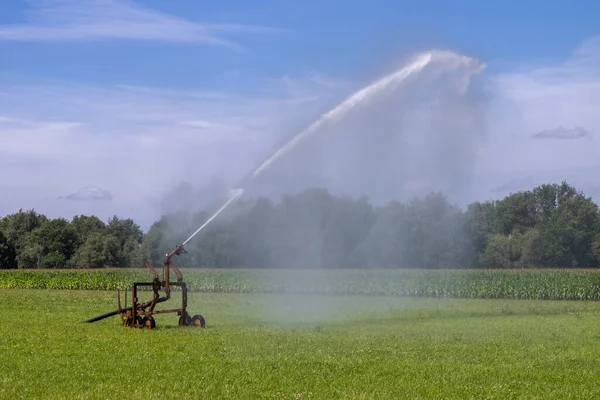 Irrigation System Meadow North Netherlands — Zdjęcie stockowe