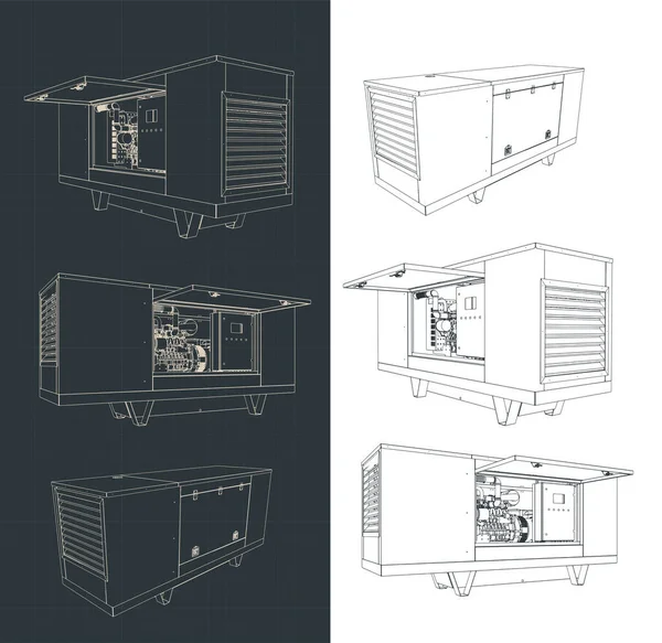 Gestileerde Vector Illustratie Van Tekeningen Van Stille Diesel Generator — Stockvector