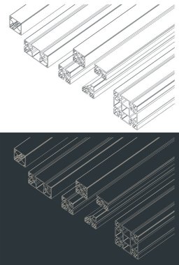 Çerçeve ekstrüzyonlarının biçimlendirilmiş vektör çizimi