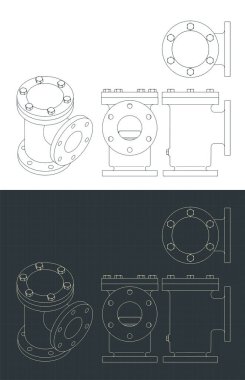 Dönüş kapakçığının planlarının biçimlendirilmiş vektör çizimi