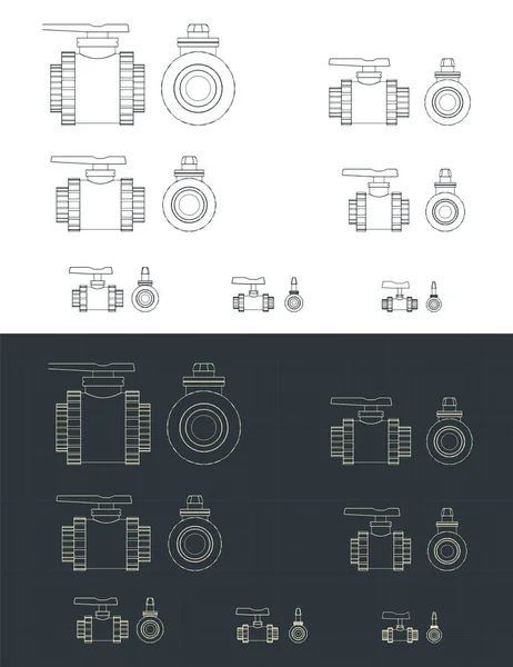 Ilustración Vectorial Estilizada Planos Juego Válvulas Bola — Vector de stock