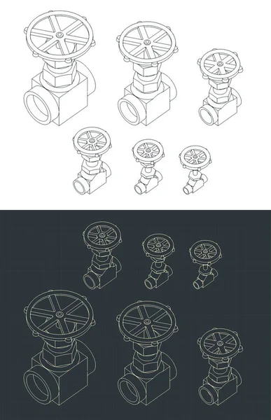 Illustration Vectorielle Stylisée Des Plans Isométriques Des Valves Aiguille — Image vectorielle