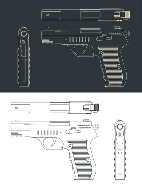 Stylized Vector Illustration Drawings Pistol — Stock Vector