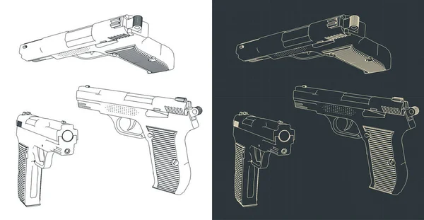 Ilustración Vectorial Estilizada Dibujos Una Pistola — Vector de stock