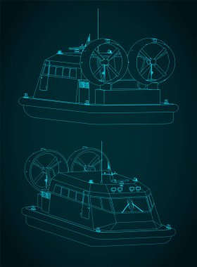 Hovercraft 'ın biçimlendirilmiş vektör illüstrasyonu