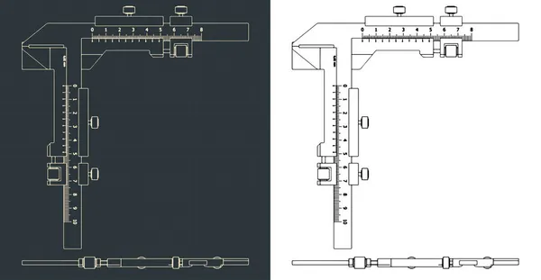 Illustrazione Vettoriale Stilizzata Cianografie Denti Dentati Analogici Acciaio Inox Pinza — Vettoriale Stock