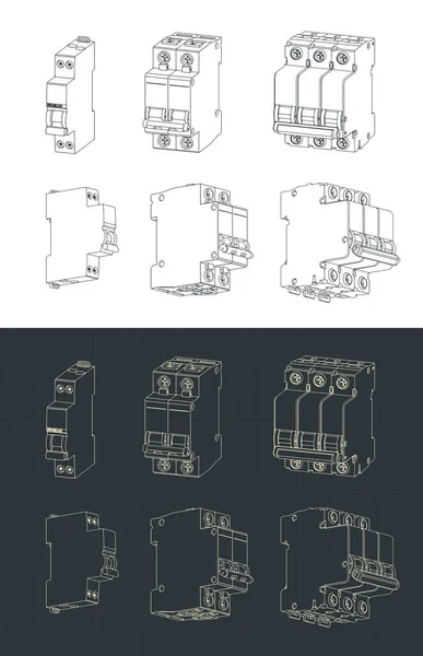 Illustration Vectorielle Stylisée Des Plans Des Disjoncteurs — Image vectorielle